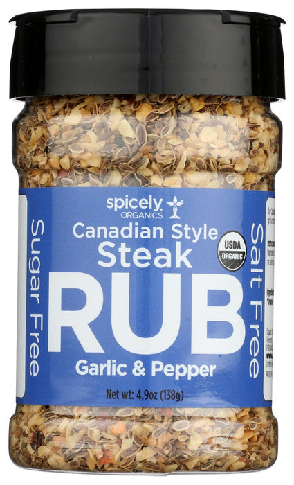 SPICELY ORGANICS: Garlic And Pepper Canadian Style Steak Rub, 4.9 oz