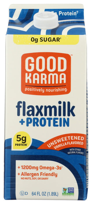 GOOD KARMA: Unsweetened Vanilla Flaxmilk + Protein, 64 fl oz