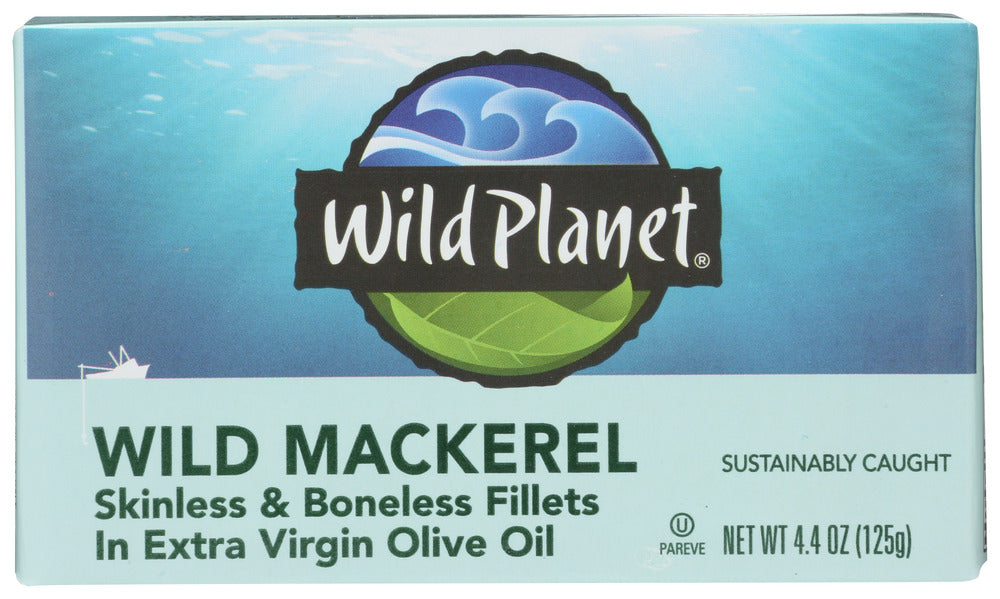WILD PLANET: Mackerel Wild Fillet in Extra Virgin Olive Oil, 4.4 oz