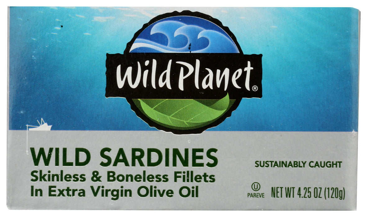 WILD PLANET: Sardines Boneless Skinless in Extra Virgin Olive Oil, 4.25 oz