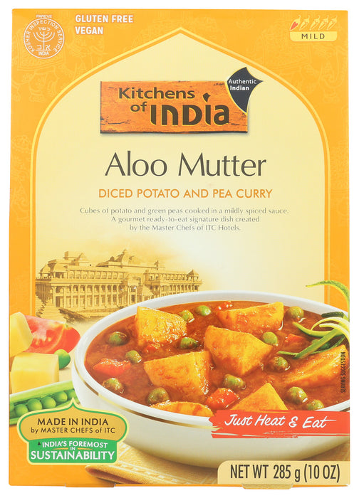 KITCHENS OF INDIA: Aloo Mutter Diced Potato And Pea Curry, 10 oz