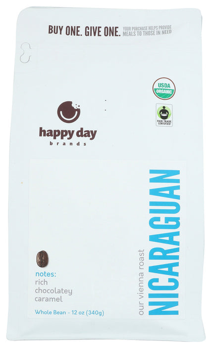 HAPPY DAY BRANDS: Coffee Nicaraguan Whle Bn, 12 OZ