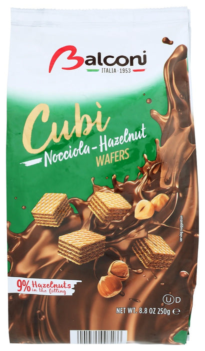 BALCONI: Wafer Cubi Hazelnut, 250 gm