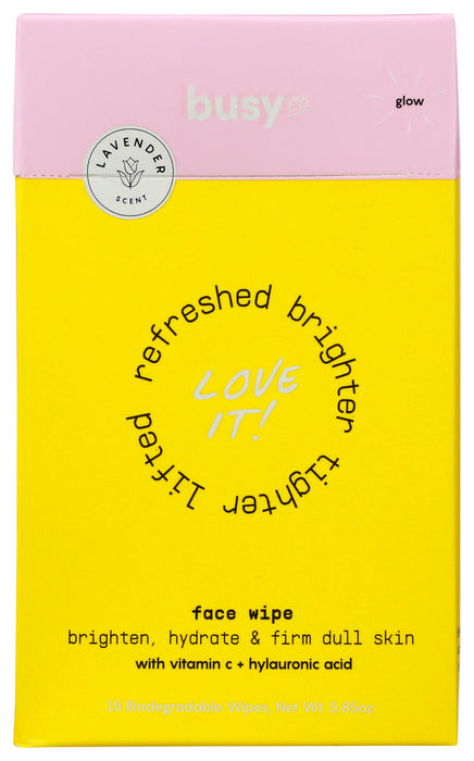 BUSY CO: Wipes Face Glow, 15 pc