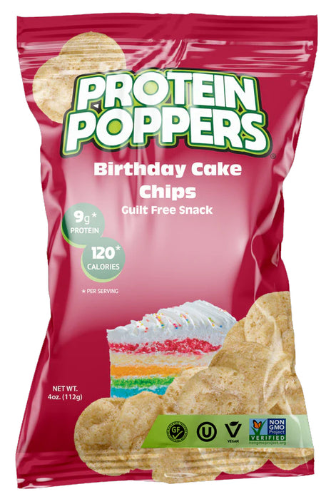 PROTEIN POPPERS: Birthday Cake Chips, 4 oz