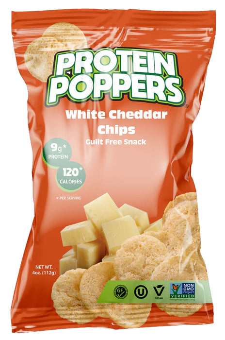 PROTEIN POPPERS: White Cheddar Chips, 4 oz