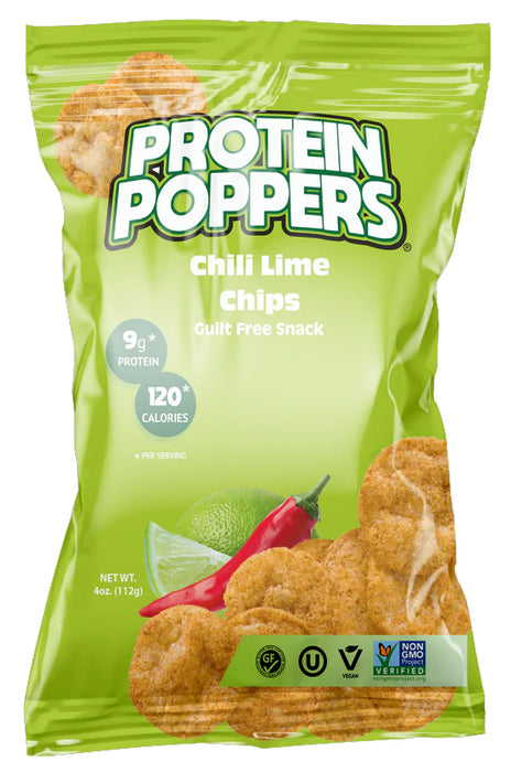 PROTEIN POPPERS: Chili Lime Chips, 4 oz