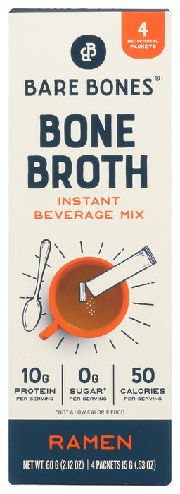 BARE BONES: Bone Broth Stock Instant Ramen 4ct, 2.12 oz