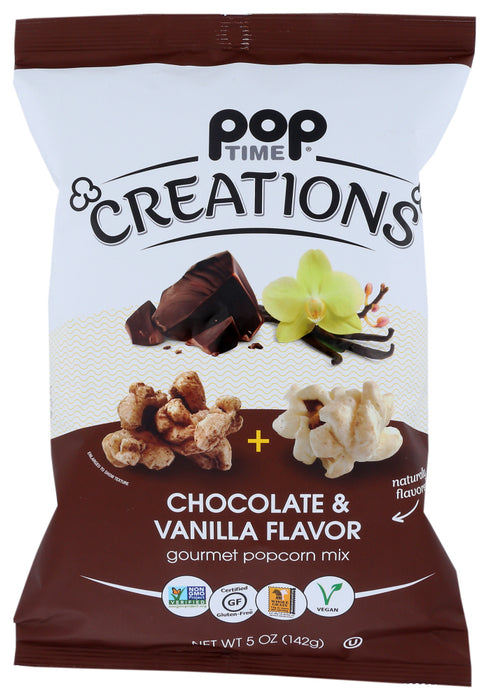 POPTIME CREATIONS: Chocolate & Vanilla Gourmet Popcorn Mix, 5 oz