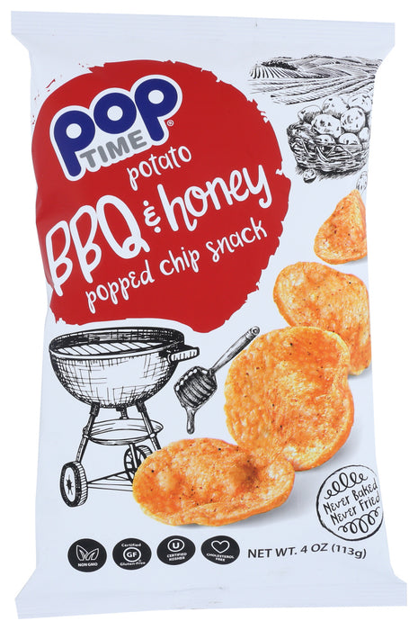 POPTIME POPPED CHIPS: Chips Bbq & Honey, 4 oz