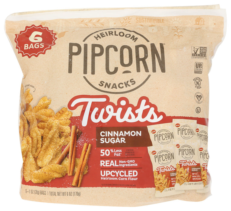 PIPCORN: Cinnamon Sugar Twists 6Pk, 6 oz