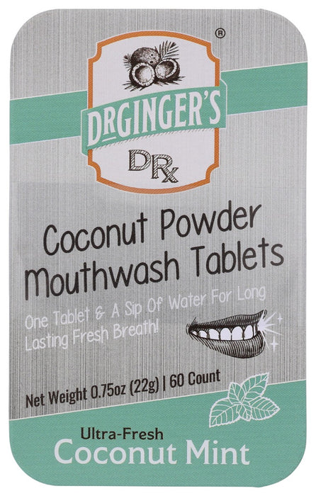 DR GINGERS HEALTHCARE PRO: All Natural Travel Mouthwash Tabs Coconut Mint Flavor, 60 ea