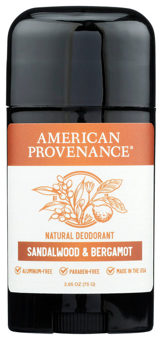 AMERICAN PROVENANCE: Sandalwood and Bergamot Deodorant, 2.65 oz