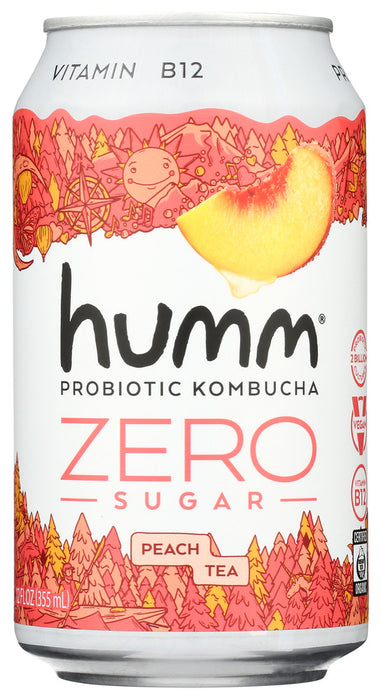 HUMM: Kombucha Oeach Tea Zro, 12 fo