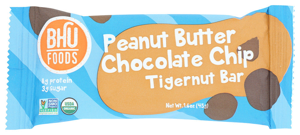 BHU FOODS: Peanut Butter Chocolate Chip Tigernut Bar, 1.6 oz