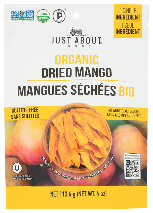 JUST ABOUT FOODS: Organic Dried Mango, 4 oz