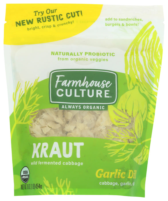 FARMHOUSE CULTURE: Organic Garlic Dill Pickle Kraut, 16 oz