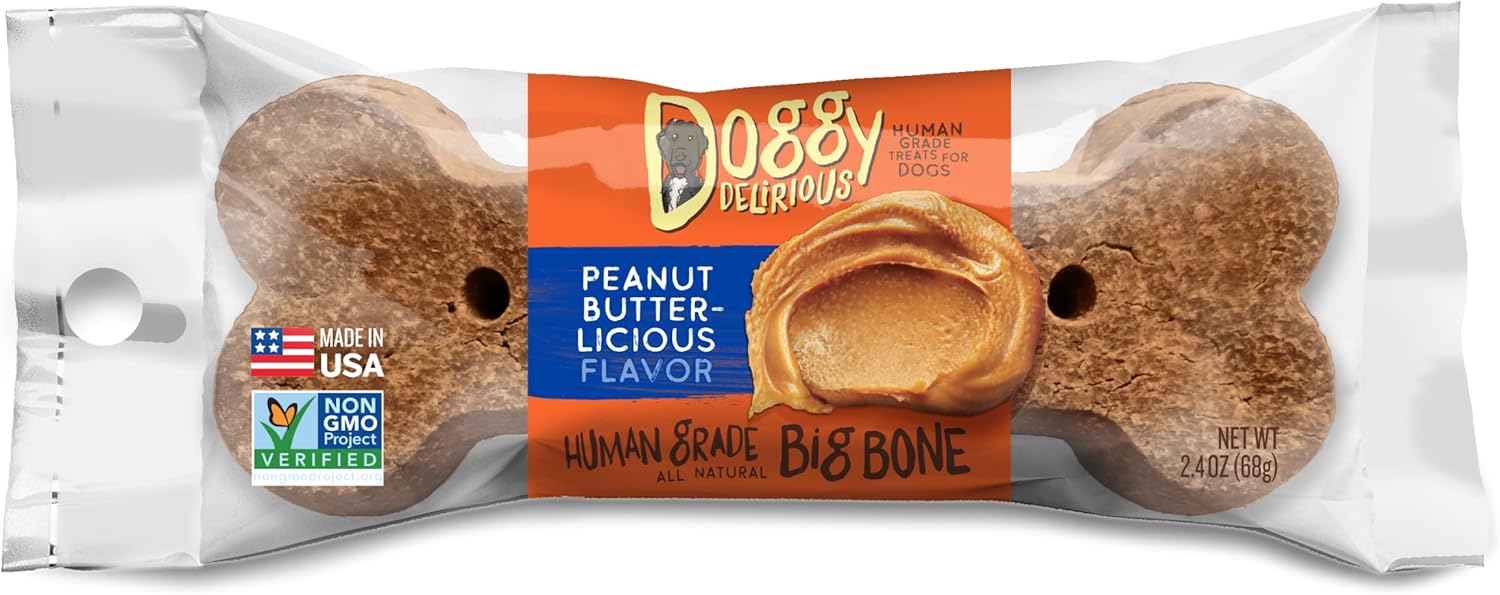 DOGGY DELIRIOUS: Dog Big Bone Peanut Butter, 2 oz