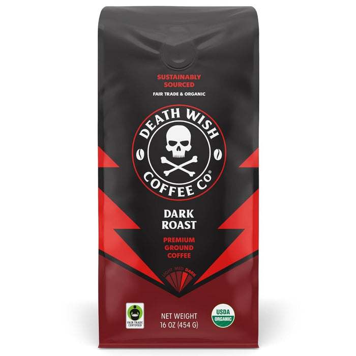 DEATH WISH COFFEE: Organic Ground Coffee Beans, 1 lb