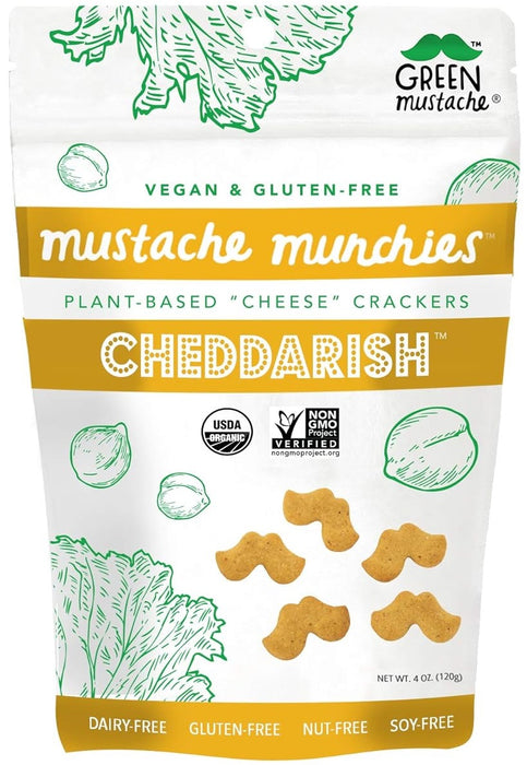 GREEN MUSTACHE: Crackers Vegan Cheddarish, 4 oz