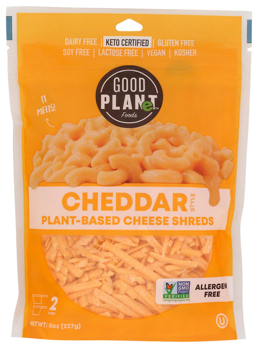 GOOD PLANET FOODS: Plant Based Cheddar Shreds, 8 oz
