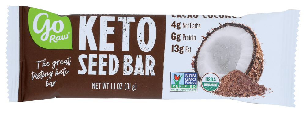 GO RAW: Cacao Coconut Keto Sprouted Seed Bar, 1.1 oz