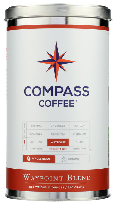 COMPASS COFFEE: Waypoint Blend Whole Bean Coffee, 12 oz
