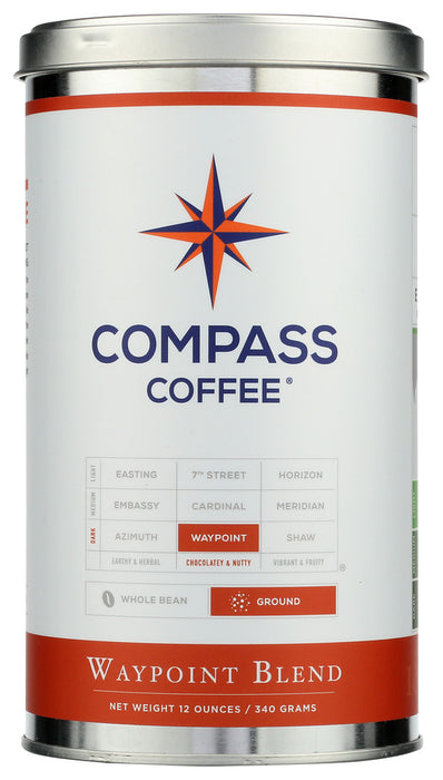 COMPASS COFFEE: Waypoint Blend Ground Coffee, 12 oz