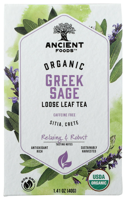 ANCIENT FOODS: Organic Sage Herbal Tea, 40 gm