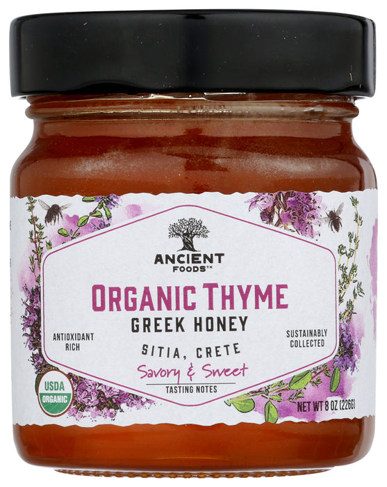 ANCIENT FOODS: Honey Greek Thyme Crt Org, 8 oz