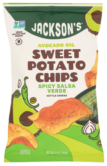 JACKSONS CHIPS: Spicy Tomatillo Sweet Potato Chips with Avocado Oil, 5 oz