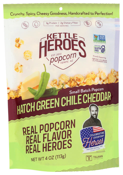 KETTLE HEROES: Popcorn Hatch Green Chili Cheddar, 4 OZ