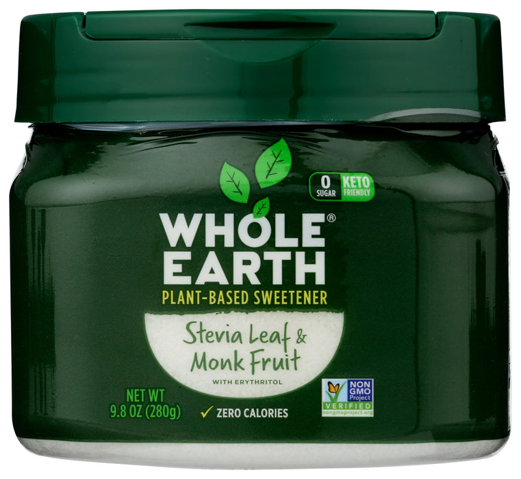 WHOLE EARTH: Stevia and Monk Fruit Sweetener Jar, 9.8 oz