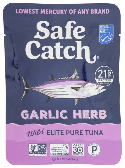 SAFECATCH: Elite Garlic Herb Wild Tuna in Pouch, 2.60 oz
