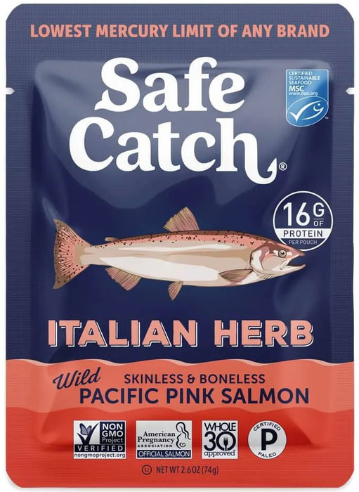 SAFECATCH: Wild Pacific Pink Salmon Italian Herb Pouch, 2.6 oz