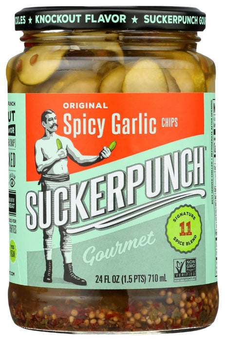SUCKERPUNCH: Pickles Spicy Garlic Original, 24 oz