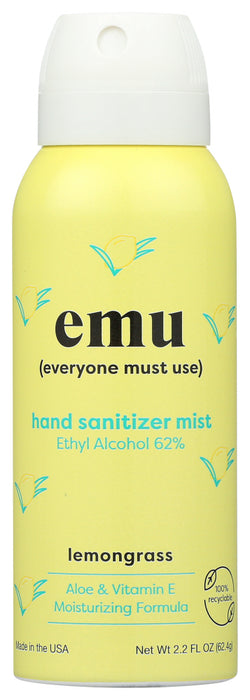 EMU: Hand Sanitizer Mist Lemongrass, 2.2 oz