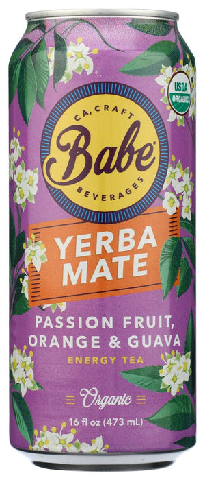 BABE BEVERAGES: Yerba Mate Passion Fruit Orange and Guava Organic Energy Tea, 16 fo