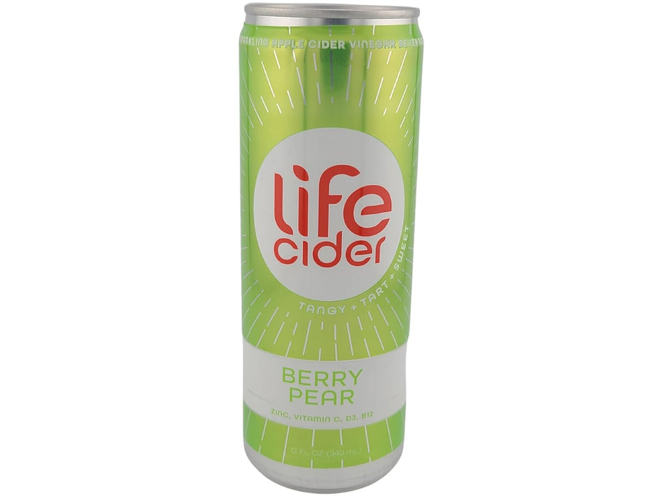 LIFE CIDER: Berry Pear Sparkling Apple Cider Vinegar Lemonade, 12 fo