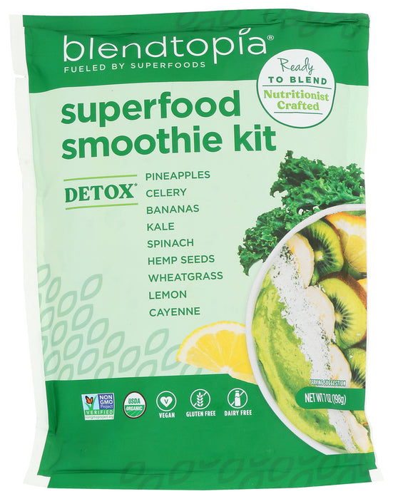 BLENDTOPIA: Detox Organic Superfood Smoothie Kit, 7oz