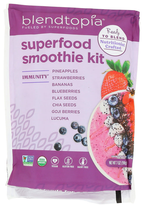 BLENDTOPIA: Immunity Organic Superfood Smoothie Kit, 7 oz