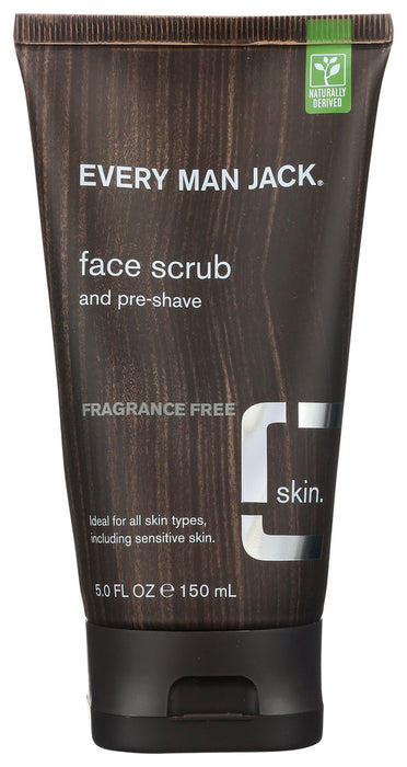 EVERY MAN JACK: Face Scrub and Pre-Shave Fragrance Free, 5 oz