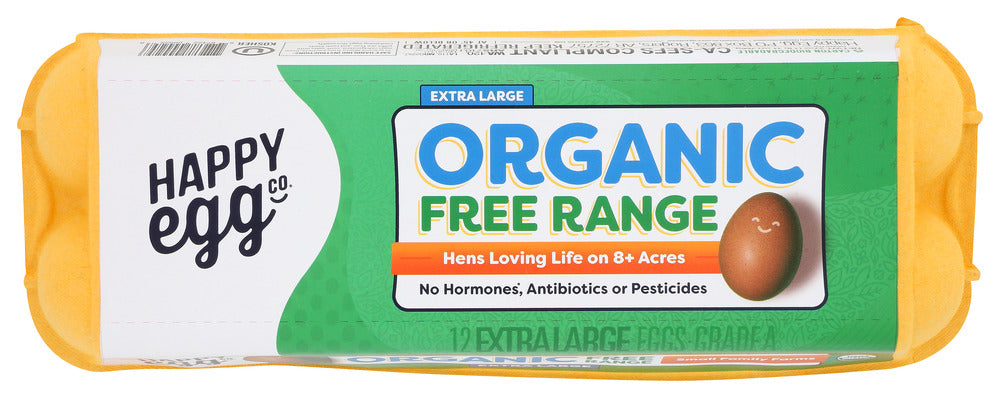 HAPPY EGG: Organic Free Range Xl Brown Eggs, 1 dz
