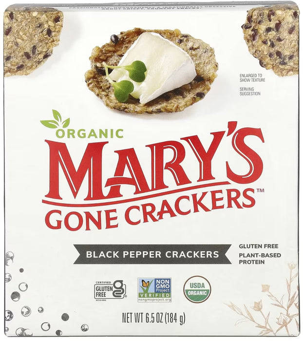 MARY'S GONE CRACKERS: Organic Crackers Black Pepper, 6.5 oz