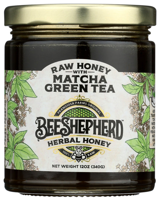 BEE SHEPHERD: Matcha Green Tea Raw Honey, 12 oz