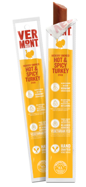 VERMONT SMOKE: Hot and Spicy Turkey Sticks, 1 oz