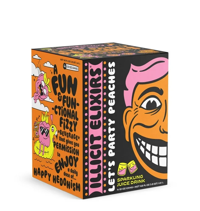 ILLICIT ELIXIRS: Lets Party Peaches Juice 4Pk, 48 fo