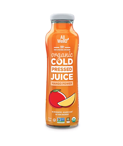 ALLWELLO: Organic Mango Power Cold Pressed Juice, 11.1 fo
