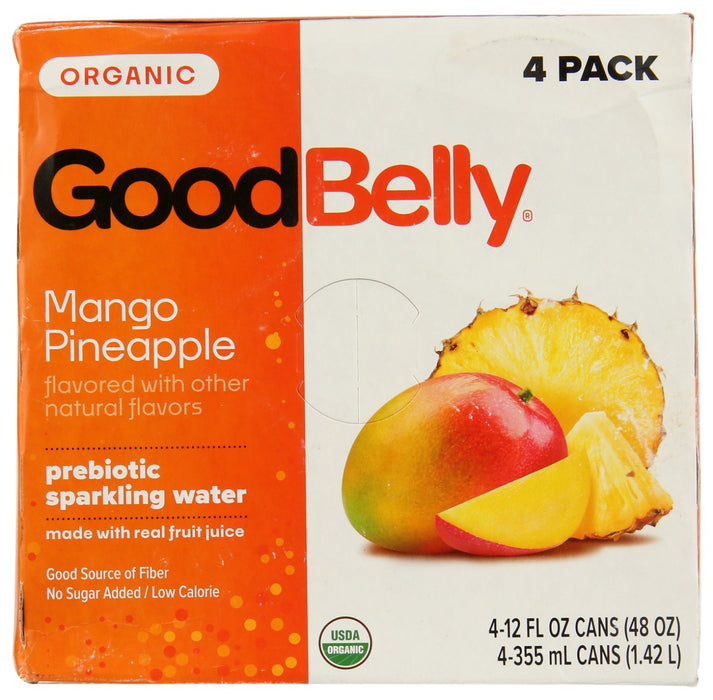 GOOD BELLY: Mango Pineapple Prebiotic Sparkling Water 4Pk, 48 fo