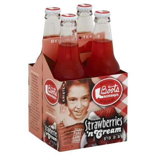 BOOTS BEVERAGES: Strawberries N Cream Soda 4Pk, 48 fo